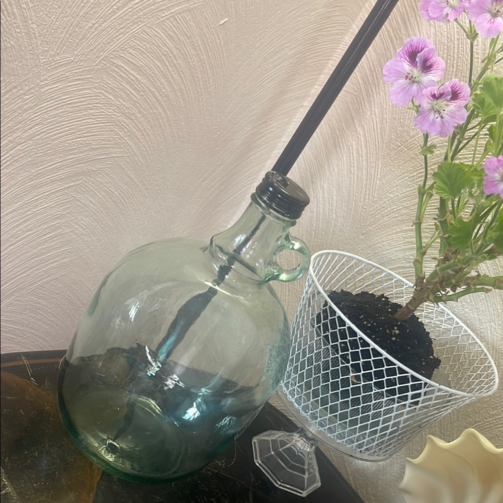 Green Glass Jug with Handle